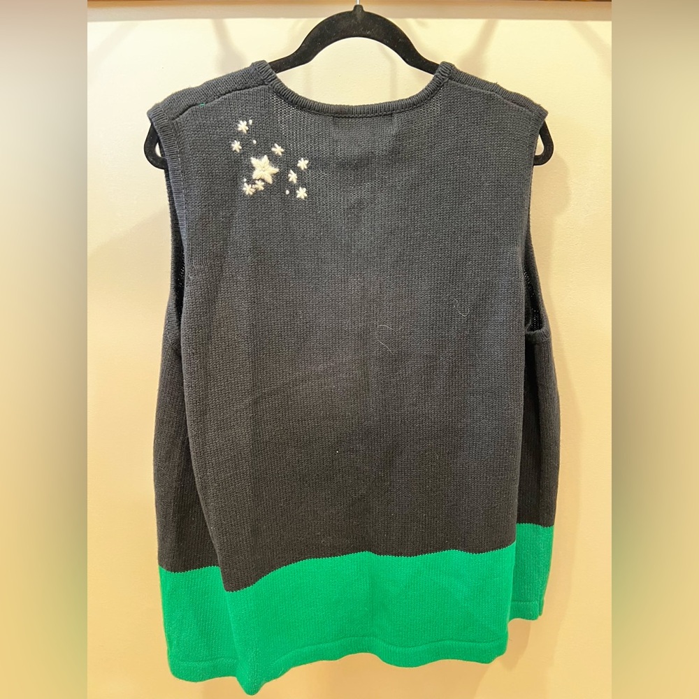 VINTAGE 90s Halloween Pumpkin Knit Zip Vest - Picture 3 of 3